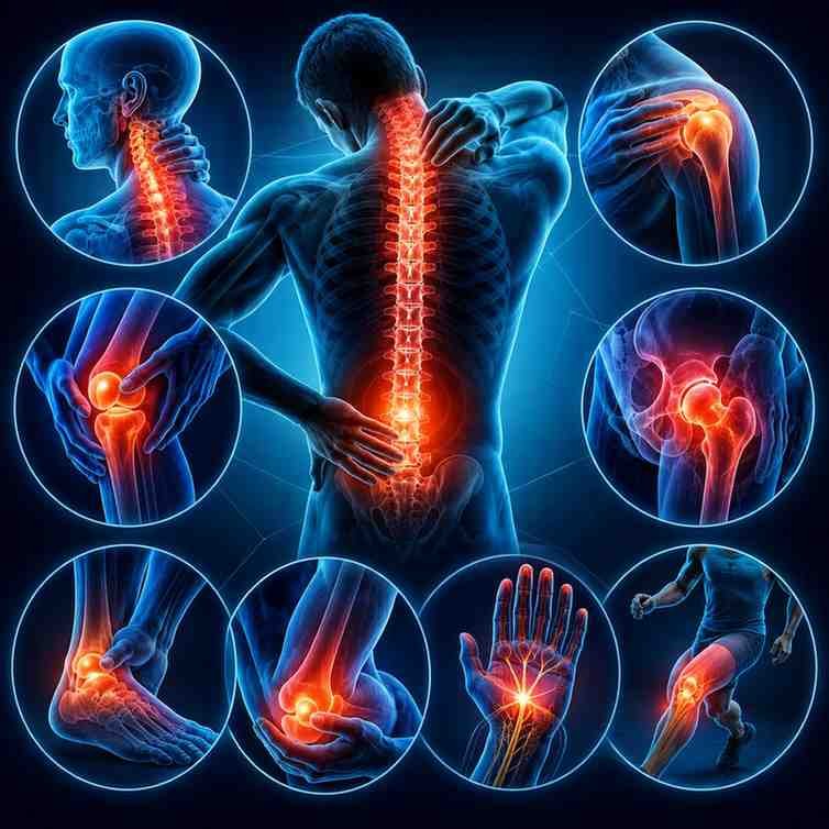 Human anatomy pain points illustration